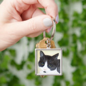 Schwarze und weiße Katze Schlüsselanhänger (Hand)