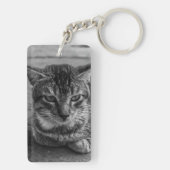 Schwarze und weiße Katze Schlüsselanhänger (Rückseite)