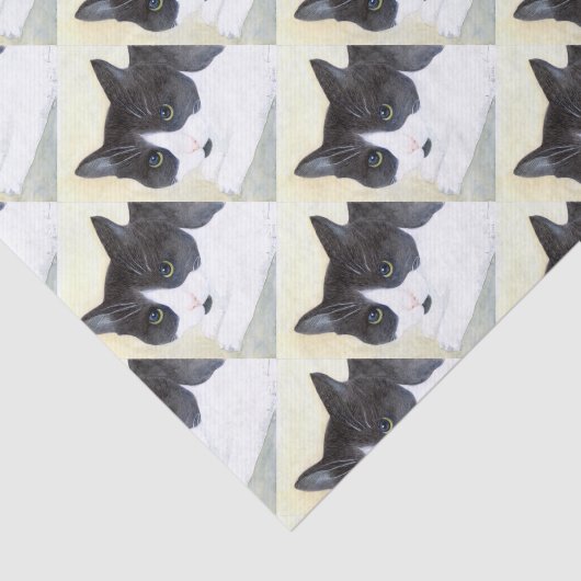 Schwarze und weiße Katze Seidenpapier (Ausschnitt)