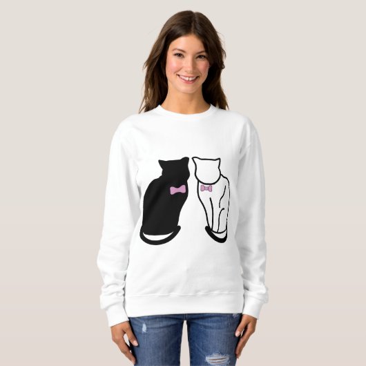 Schwarze und weiße Katze Sweatshirt (Vorne ganz)