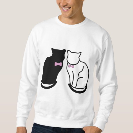 Schwarze und weiße Katze Sweatshirt (Vorderseite)