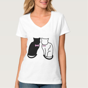 Schwarze und weiße Katze T-Shirt