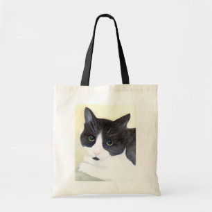 Schwarze und weiße Katze Tragetasche