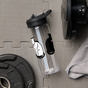 Schwarze und weiße Katze Trinkflasche