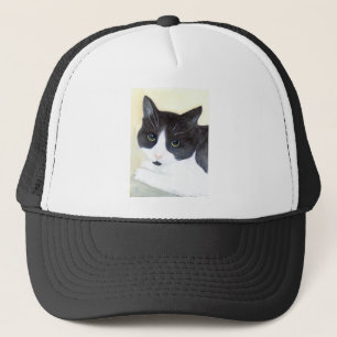 Schwarze und weiße Katze Truckerkappe