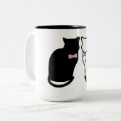Schwarze und weiße Katze Zweifarbige Tasse (Vorderseite Links)