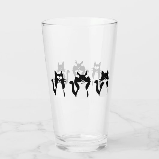 Schwarze und weiße Katzen | Drei kluge Kätzchen Glas (Rückseite)