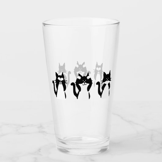 Schwarze und weiße Katzen | Drei kluge Kätzchen Glas (Vorderseite)