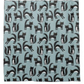 Schwarze und weiße Katzen Duschvorhang (Vorderseite)