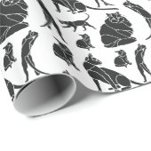 Schwarze und weiße Katzen Geburtstag Geschenkpapier (Rolleneckpunkt)
