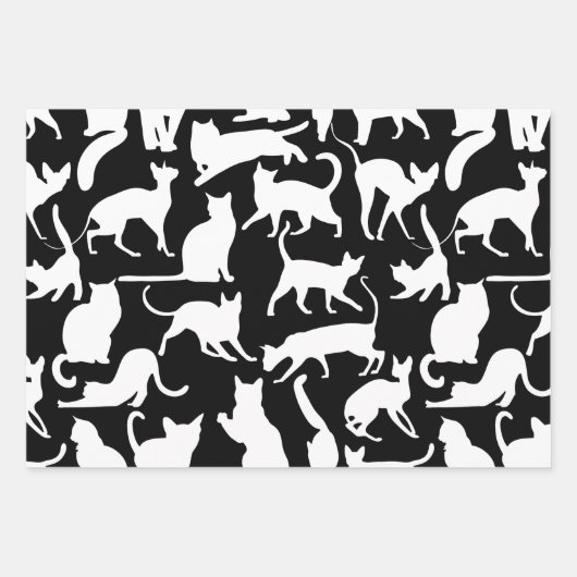 Schwarze und weiße Katzen Geschenkpapier Set (Vorderseite 2)