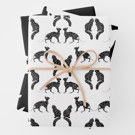 Schwarze und weiße Katzen Geschenkpapier Set (Beispiel)
