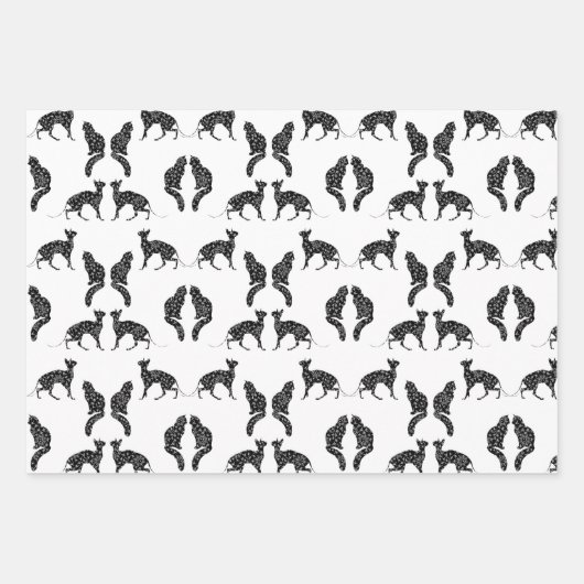 Schwarze und weiße Katzen Geschenkpapier Set (Vorderseite)