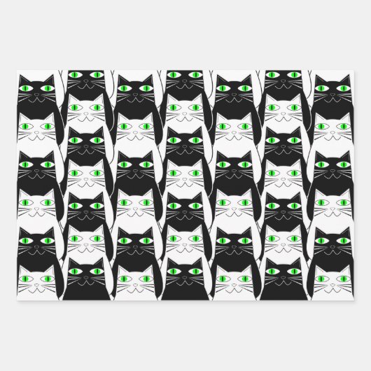 Schwarze und weiße Katzen Geschenkpapier Set (Vorderseite 2)