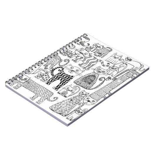 Schwarze und weiße Katzen Handgezeichnet Moderne K Notizblock (Linke Seite)