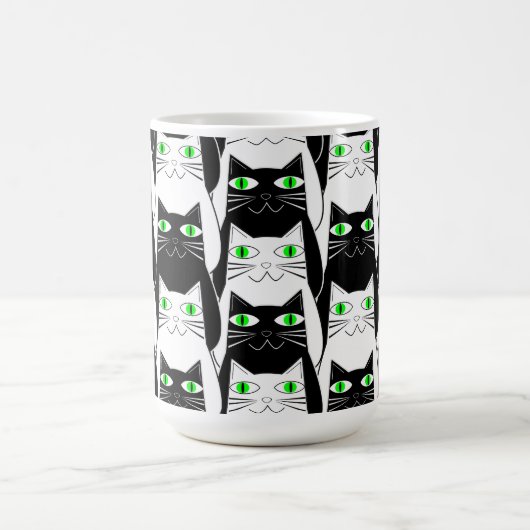 Schwarze und weiße Katzen Kaffeetasse (Mittel)