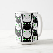 Schwarze und weiße Katzen Kaffeetasse (VorderseiteRechts)