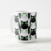 Schwarze und weiße Katzen Kaffeetasse (Vorderseite Links)
