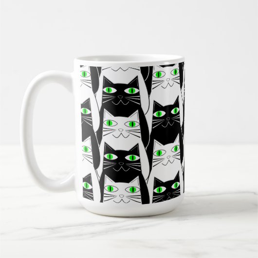 Schwarze und weiße Katzen Kaffeetasse (Links)