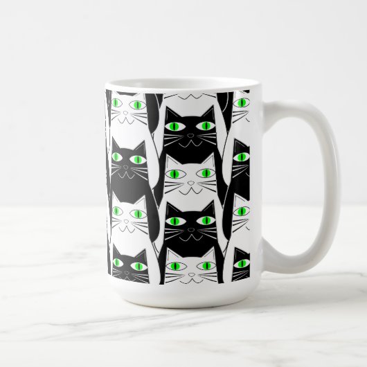 Schwarze und weiße Katzen Kaffeetasse (Rechts)