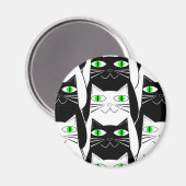 Schwarze und weiße Katzen Magnet (Vorderseite/Rückseite)