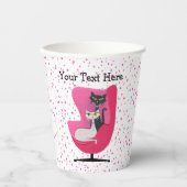 Schwarze und weiße Katzen Mittelalter rosa Stuhlpu Pappbecher (Vorderseite)