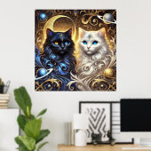 Schwarze und weiße Katzen Poster (Heimbüro)