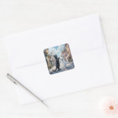 Schwarze und weiße Katzen tanzen auf Kobelstein Quadratischer Aufkleber (Umschlag)