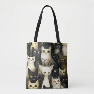 schwarze und weiße Katzen Tasche