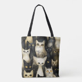 schwarze und weiße Katzen Tasche (Rückseite)