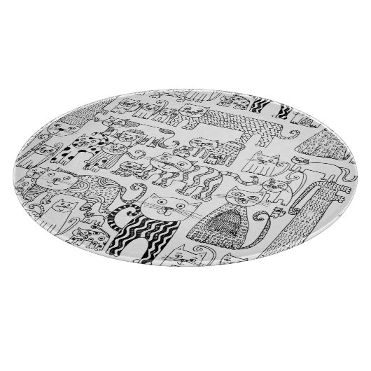 Schwarze und weiße Katzen und Kätzchen Schneidebrett (Ecke)