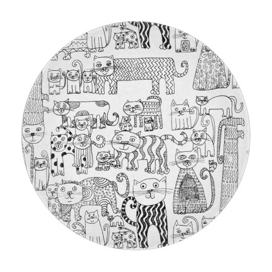 Schwarze und weiße Katzen und Kätzchen Schneidebrett (Vorderseite)