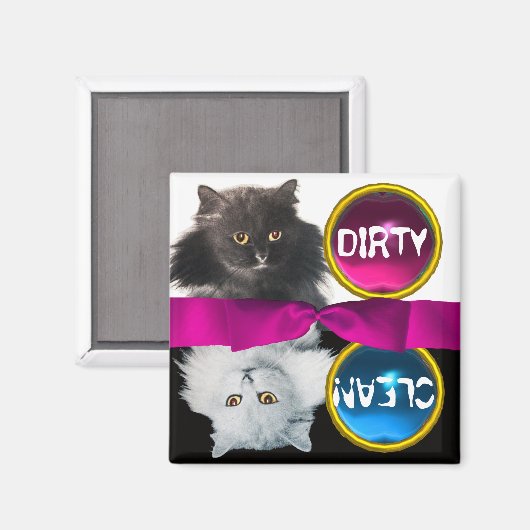 SCHWARZE UND WEISSE KATZKRAFT, SAUBER MAGNET (Vorderseite/Rückseite)