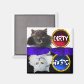 SCHWARZE UND WEISSE KATZKRAFT, SAUBER MAGNET (Vorderseite/Rückseite)