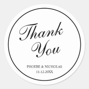 Schwarze und weiße klassische elegante Hochzeit Runder Aufkleber