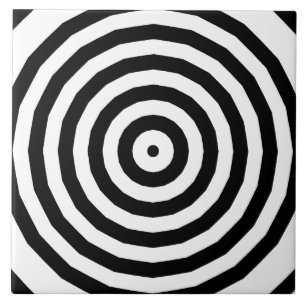 Schwarze und weiße konzentrische Kreise optische T Fliese