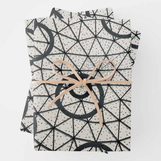 Schwarze und weiße Kreise Geschenkpapier Set (Beispiel)