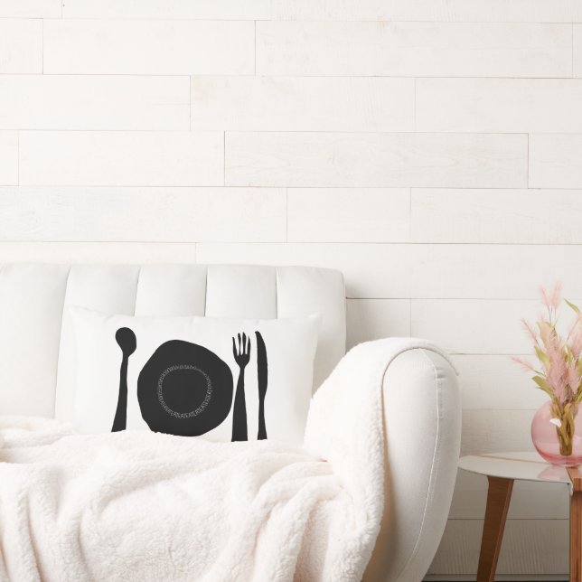 Schwarze und weiße Küche Kunst Lendenkissen (Liege)