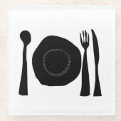 Schwarze und weiße Küchenutensilien Glasuntersetzer (Vorderseite)