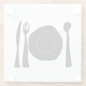 Schwarze und weiße Küchenutensilien Glasuntersetzer (Rückseite)