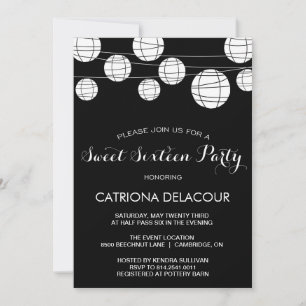 SCHWARZE UND WEISSE LÄNDER 16 . GEBURTSTAG EINLADU EINLADUNG