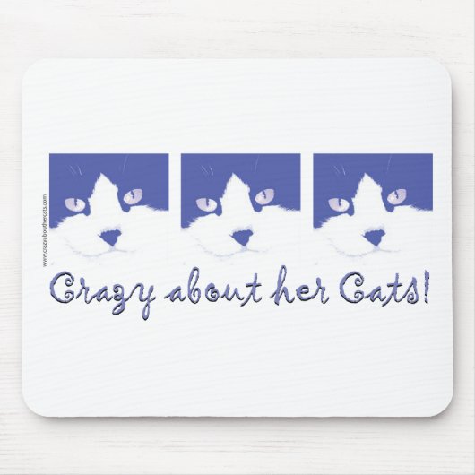 Schwarze und weiße, langhaarige Katze Mousepad (Vorne)