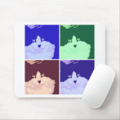 Schwarze und weiße, langhaarige Katze Mousepad (Mit Mouse)