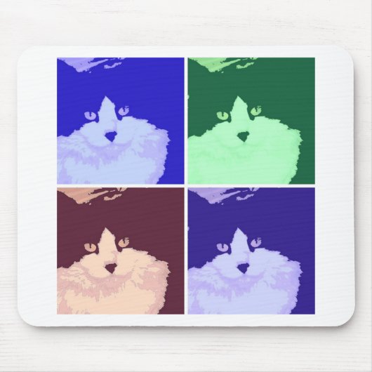Schwarze und weiße, langhaarige Katze Mousepad (Vorne)