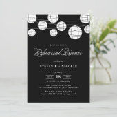 SCHWARZE UND WEISSE LANTERNE PROBE Dinner EINLADEN Einladung (Stehend Vorderseite)