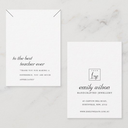 SCHWARZE UND WEISSE LEHRER-GIFT-ANZEIGE-ANZEIGE PLATZKARTE (Vorne/Hinten)