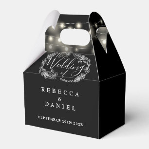 Schwarze und weiße Lichterkette Blumen Hochzeit Geschenkschachtel