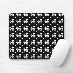 SCHWARZE UND WEISSE LIEBE MIT HERZEN MOUSEPAD