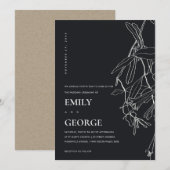 SCHWARZE UND WEISSE LINIE ZEICHNEND BLUMENFLÄCHENA DANKESKARTE (Vorne/Hinten)