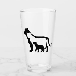 Schwarze und Weiße Löwen Glas